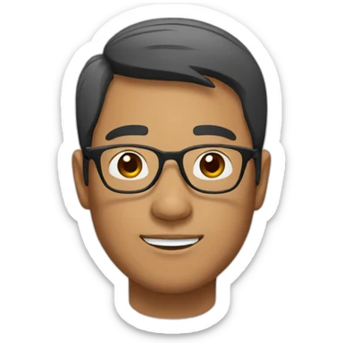 Asian man wear glasses with brown skin sticker