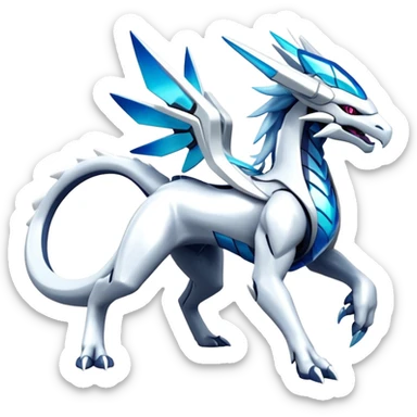Futuristic Modern Shiny Cyber-Suicune-Dialga-Kyurem-Reshiram-Creature, (full body) sticker