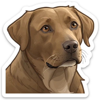 Brown labrador with white spot on stomach and  with light eyes sticker