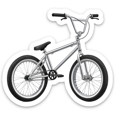 Classic BMX trick bike with detailed features, metallic frame, knobby tires, high handlebars, standard BMX proportions sticker