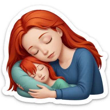 Red long hair girl sleeping sticker