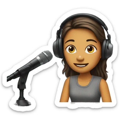 Girl in the radio studio  sticker