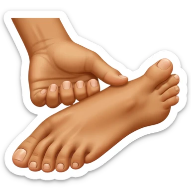 a hand is grabbing a foot sticker