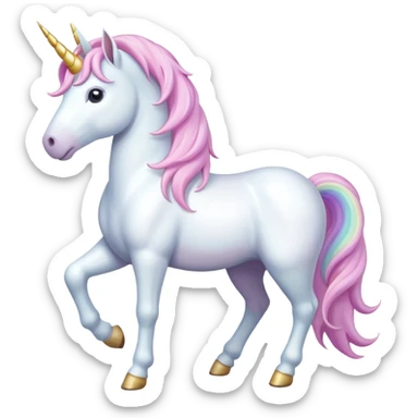 Fullbody White unicorn with pastel color mane  sticker