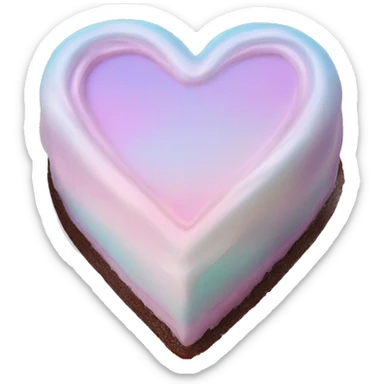 Iridescent heart shaped cake with icing sticker