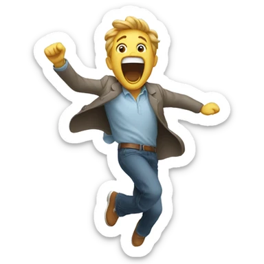 a happy man shouting and jumping sticker