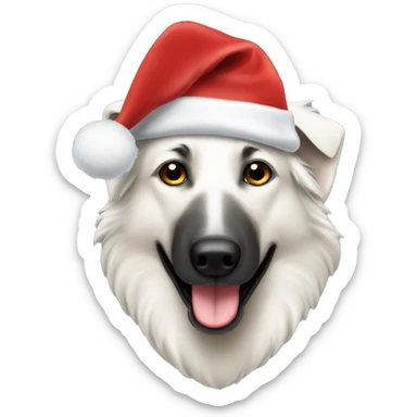 White shepherd Santa hat sticker