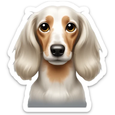 a white creamy long haired dachshund  sticker