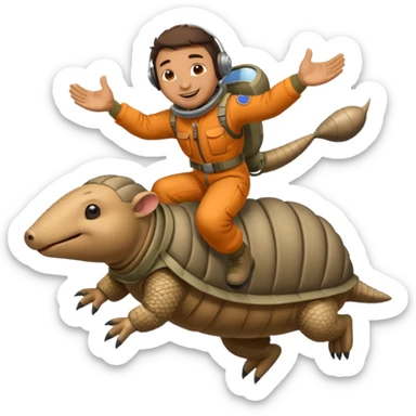 Man flying in the sky of armadillos sticker