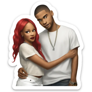 Hyper Realistic C Breezy and Rhianna romantic photo  sticker