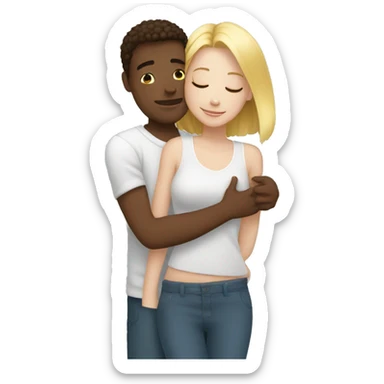 hugging white girlfriend and white boyfriend for the first time sticker
