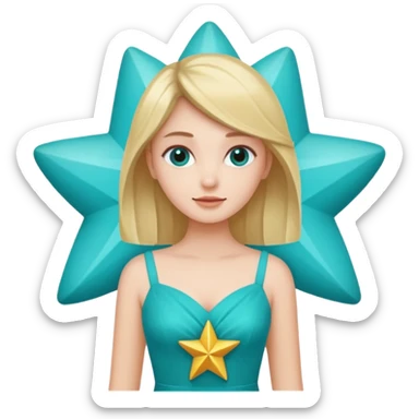 star wearing a turquoise dress shape into a star sticker