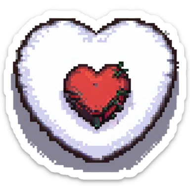 a heart with goth accessories, retro and vibrant pixel art style sticker