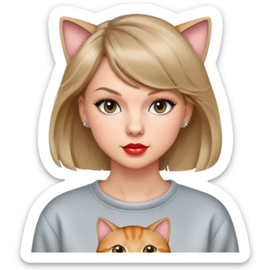 Taylor swift wearing a cat sweatshirt  sticker