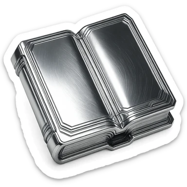 stylized chrome book, open, shiny pages, futuristic look sticker