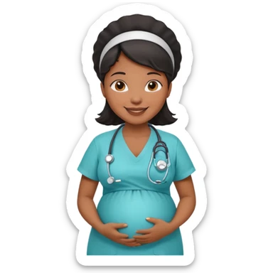 pregnant black nurse sticker