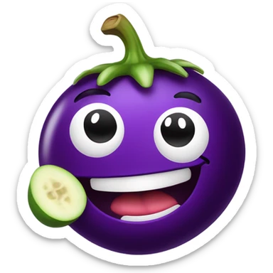 Smiling emoji licking eggplant  sticker