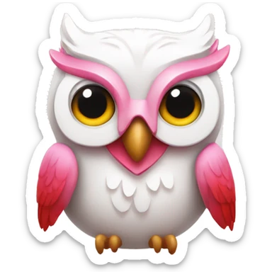 pink white owl with red owl lips sticker