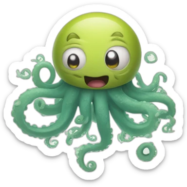 an adorable disoriented kraken and question marks around him sticker