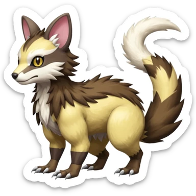 Trico-Sergal-Furret-Wolverine-Vernid-fusion-Fakemon-animal-hybrid-creature, full body sticker