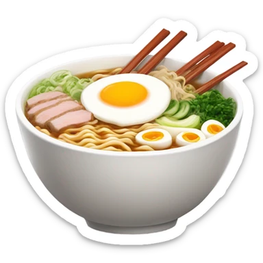 A hot ramen in a white bowl sticker