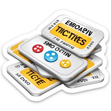 Movie tickets, streaming buttons, DVD discs  sticker