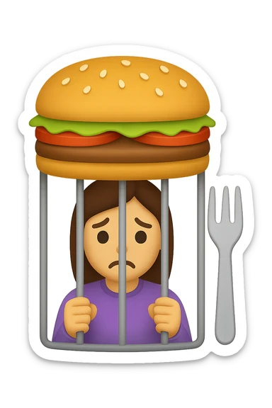 Disturbi alimentari quindi cibo visti come una gabbia stile emoji iphone. sticker