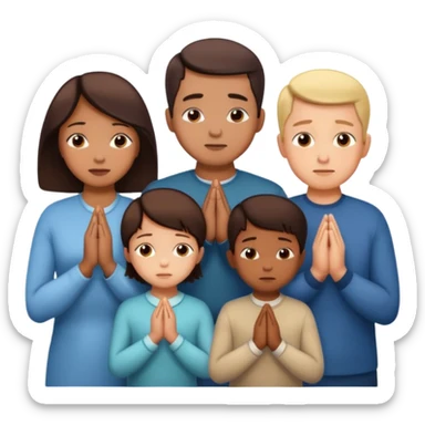 a family praying sticker