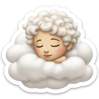 Realistic Photo of pale cupid asleep on a cloud sticker