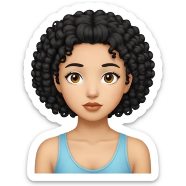 mixed-race girl with shaved curly black hair sticker