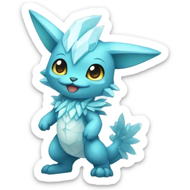 a anthro crystallized chibi-style rock-type-ice-type Fakémon-hybrid full body sticker