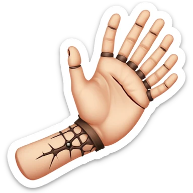 Draw Thing as a realistic severed hand with stitched scars & skin texture, crawling. sticker