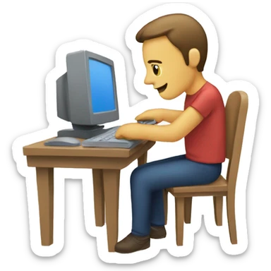 computer with a person editing sticker