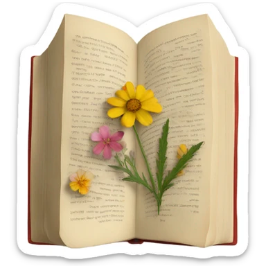 book with some pressed flowers on the pages realistic flowers pressing sticker
