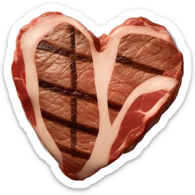 Steak in the shape of a heart sticker