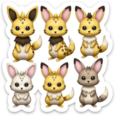 Serval-Sergal-Picchu-Minccino-Pikachu-Fakemon-Pokémon-creature  sticker
