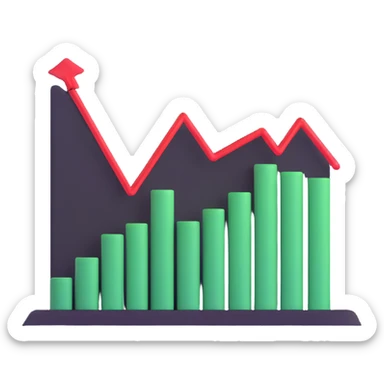 stock market with rising graph sticker
