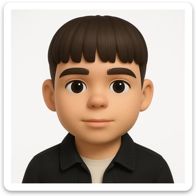Create a realistic 3D emoji based on the provided photo, preserving facial details but removing pimples and mustache. The emoji should be wearing a black denim jacket. The style should resemble Microsoft 3D emoji style. sticker