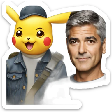 pikachu on George Clooney sticker