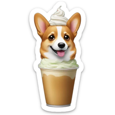 corgi tomando frappuccino sticker