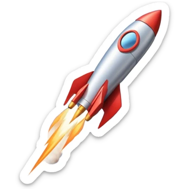 rocket with a delivery box zooming through a city skyline, fastest delivery sticker