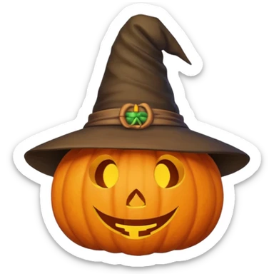 Cute Pumpkin wearing a witch hat sticker