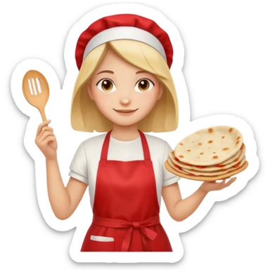 girl white t-shirt red apron with a piadina in her hands sticker