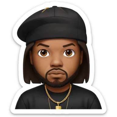 Ice Cube, Rapper with dark brown hair, black outfit sticker