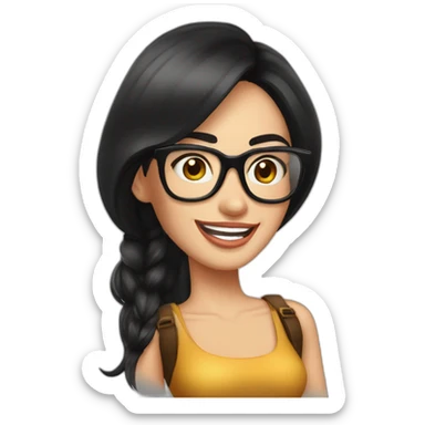 Megan Fox sonriente con lentes y celular sticker