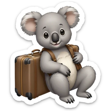 Koala with bagages at airport sticker