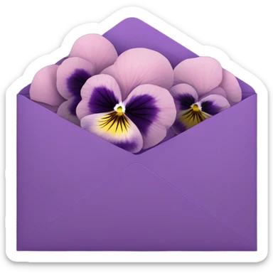 light pink pansies placed in a dark purple aesthetic envelope  sticker