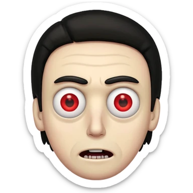 Yo quiero la cara de rick and morty con los ojos rojos sticker