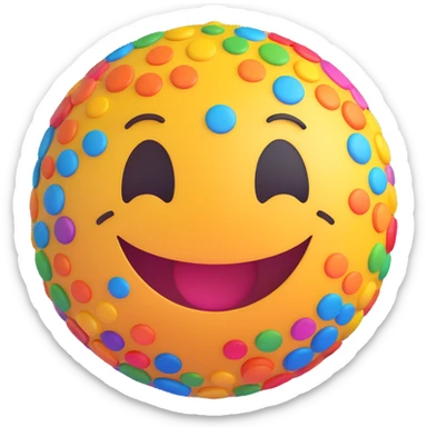 3D smiley emoji, girly, smiling, centered, surrounded by large, colorful, youthful, elegant typography: Anita sticker