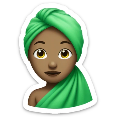 girl with green face mask fair skin and her hair is tucked in a towel sticker